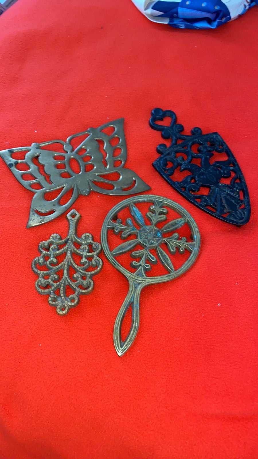 TRIVET Brass WILTON BUTTERFLY CAST IRON