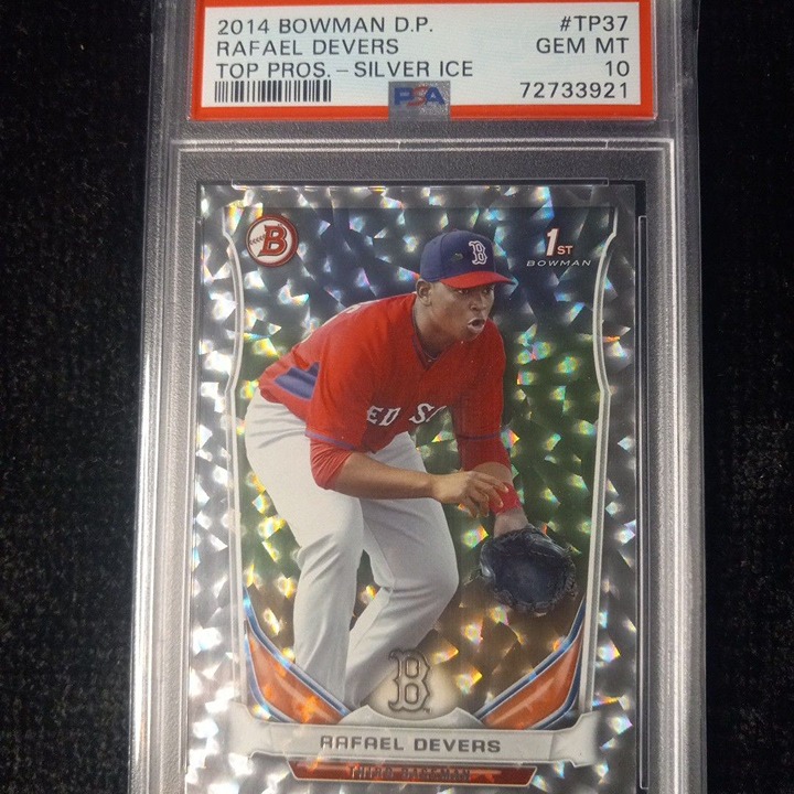 PSA 10 Gem Mint- 2014 Bowman Draft Silver Cracked Ice Rafael Devers 1st Year RC!