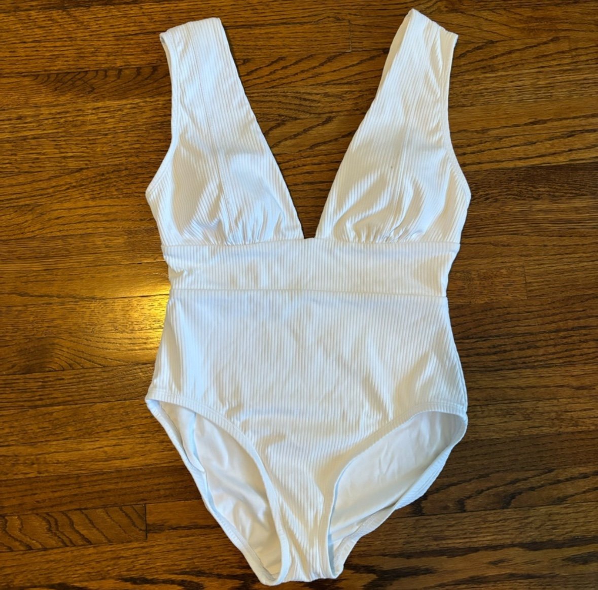 Andie The Mykonos One Piece Swimsuit Ribbed White Size Small