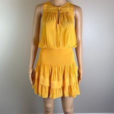 Ramy Brook Smocked Marigold Yellow Mini Dress S NWOT