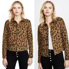 L'agence Cheetah Animal Print Jean Denim Jacket Button Front Size M