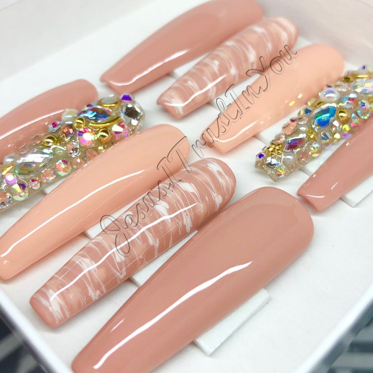 SALE ‼️ XXL LG - BLESSED- GEL PRESS ON NAILS