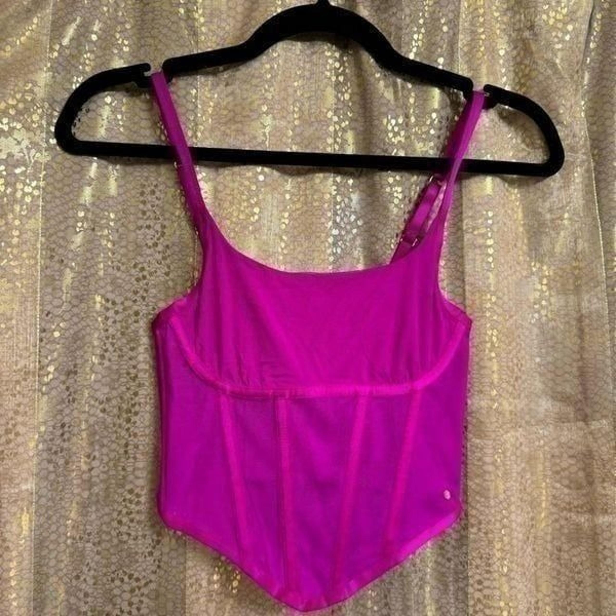 Sofia Intimates Bright Pink Magenta Fuchsia Mesh Corset Bustier XS