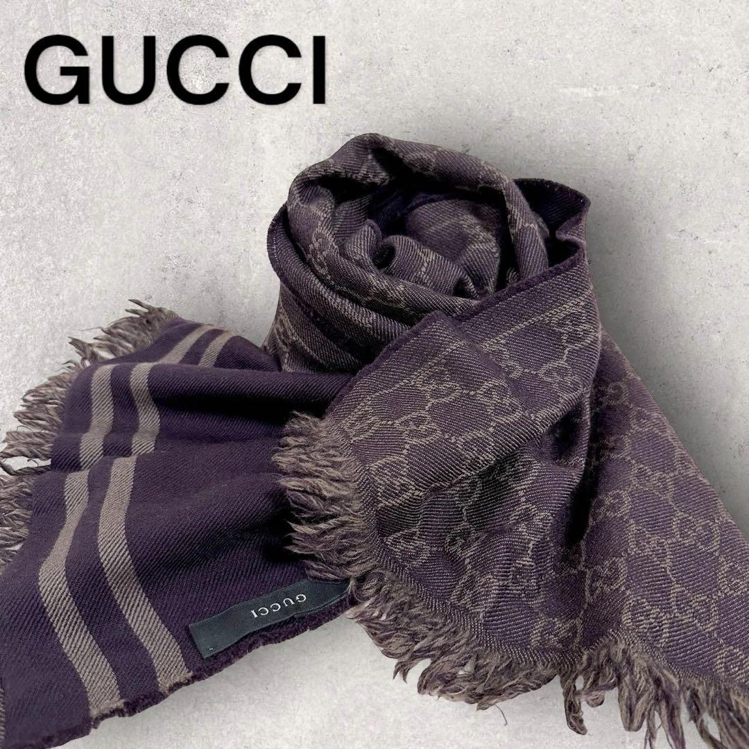 Excellent Condition! GUCCI Gucci Scarf Shawl Muffler Wool Dusty Purple