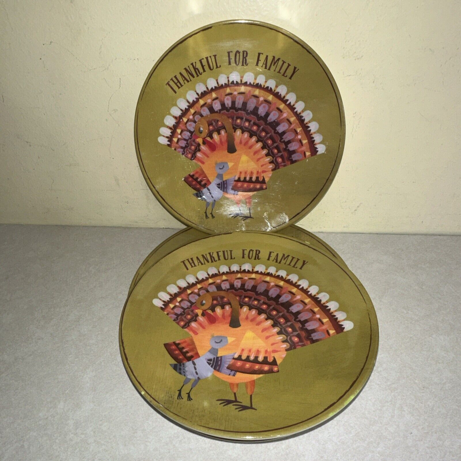 SET OF 6- POTTERY BARN KIDS THANKFUL FOR FAMILY MELAMINE KIDS PLATES 9