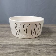 Rae Dunn Artisan Collection Ceramic White Farmhouse Rescued Dog Bowl