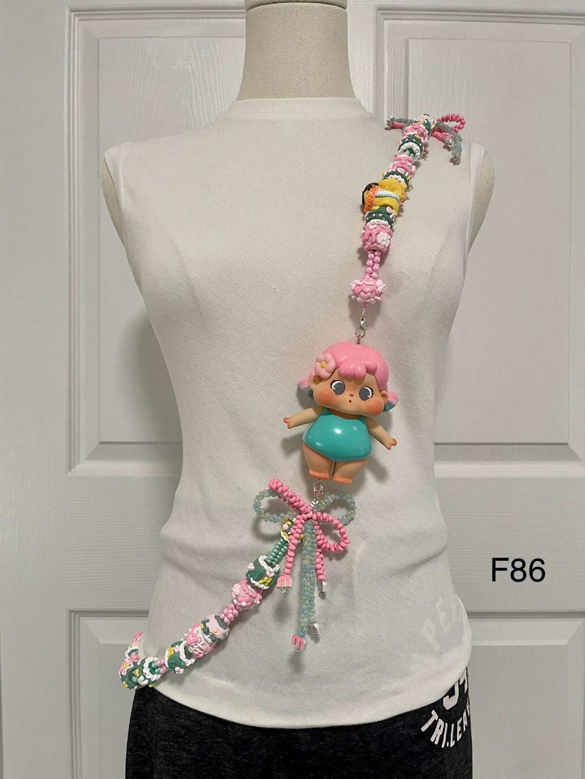 Handmade Crossbody Phone Strap with Figure Toy adjustable for Phone Lanyard,Bag