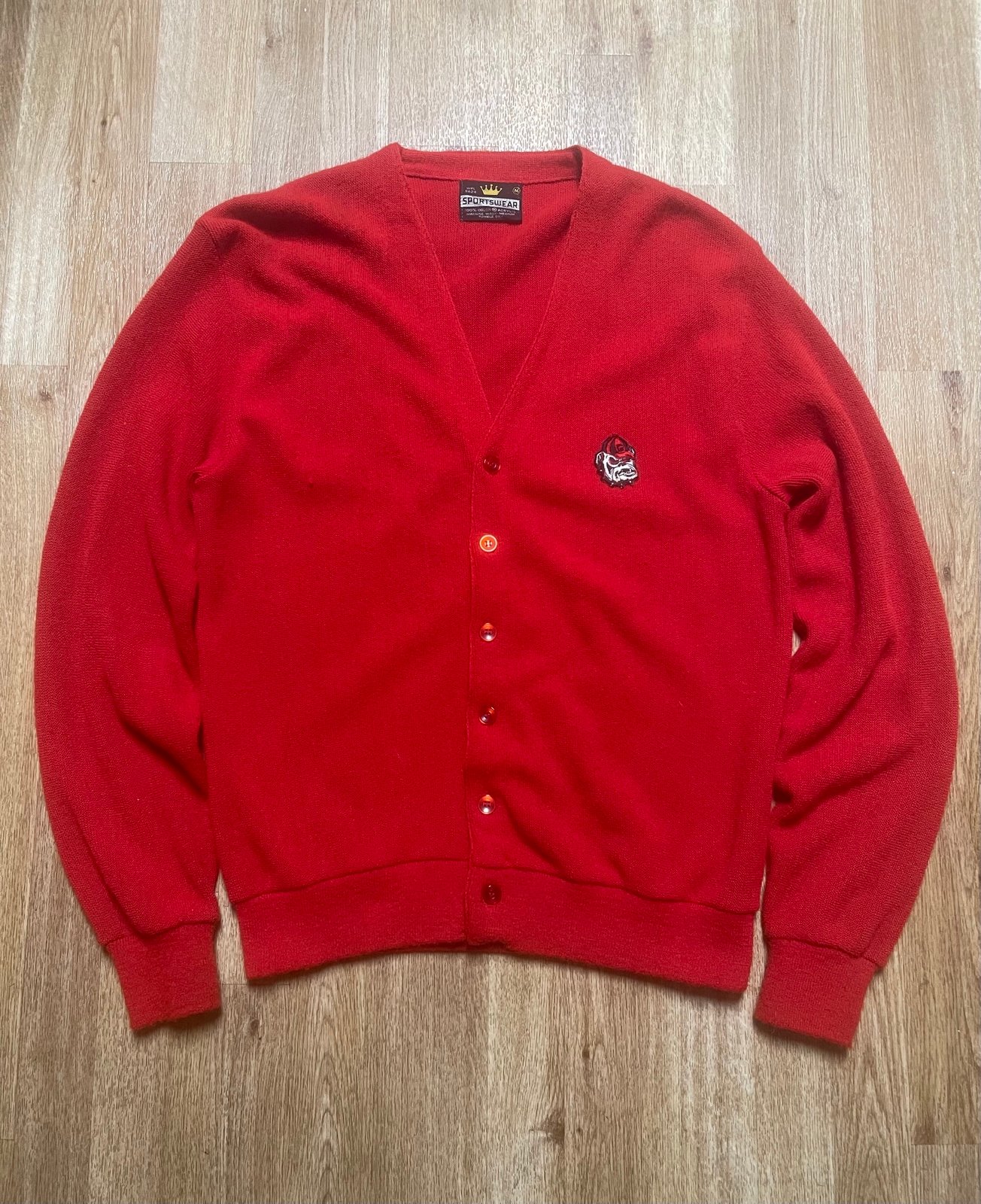 VTG 80s 90s Crown Sportswear Georgia Bulldogs Cardigan Button Up Sweater Size M