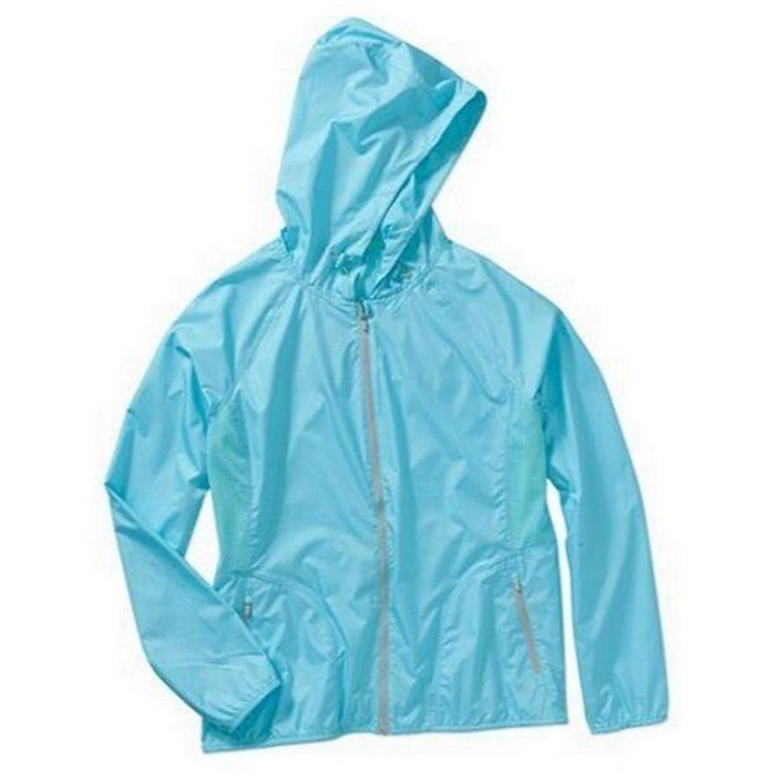 Danskin Womens Full Zip Hoodie Athletic Track Jacket Blue Neon Size 12-14 Large