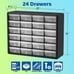 24 Drawer Plastic Parts Storage, 20-Inch W x 6-Inch D x 16-Inch H - NEW!