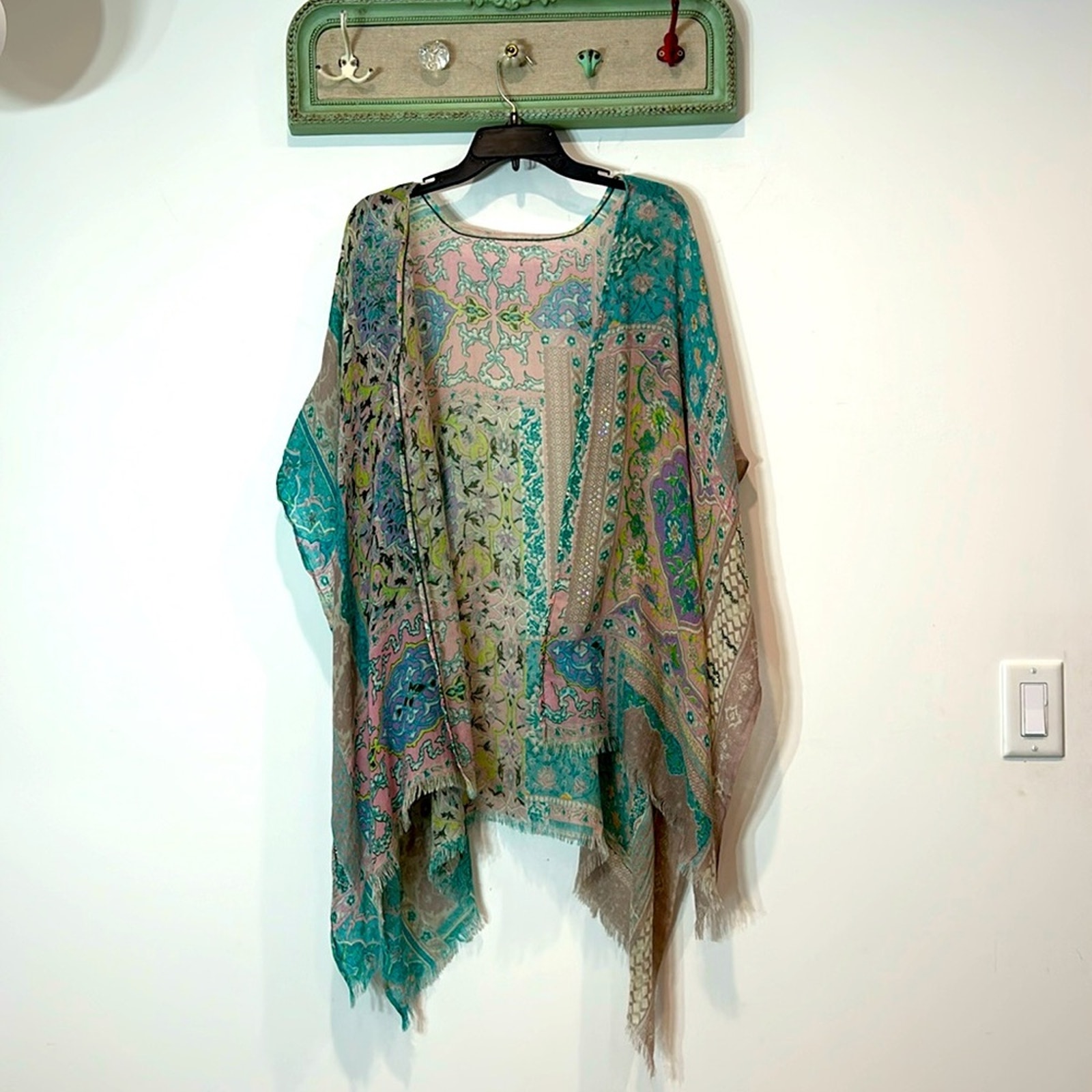 Anthropologie Lightweight Wrap soft pastels sequin rhinestone embellished o/s