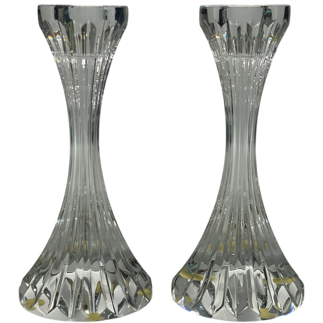 2 BACCARAT Fluted Crystal Candlesticks MASSENA Candle Holders 6