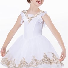 Weissman The Last Waltz Ballet Dance Costume White Gold Glitter Size MC 10/12