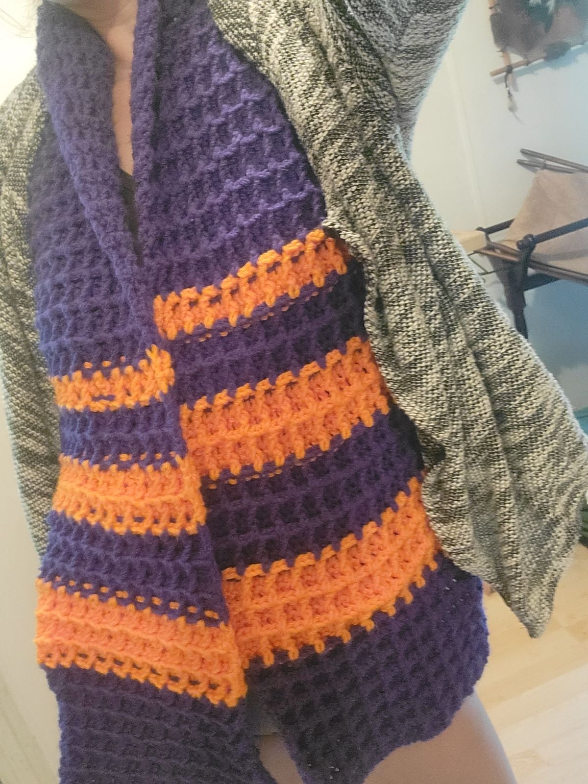 Clemson Colors Crochet Scarf
