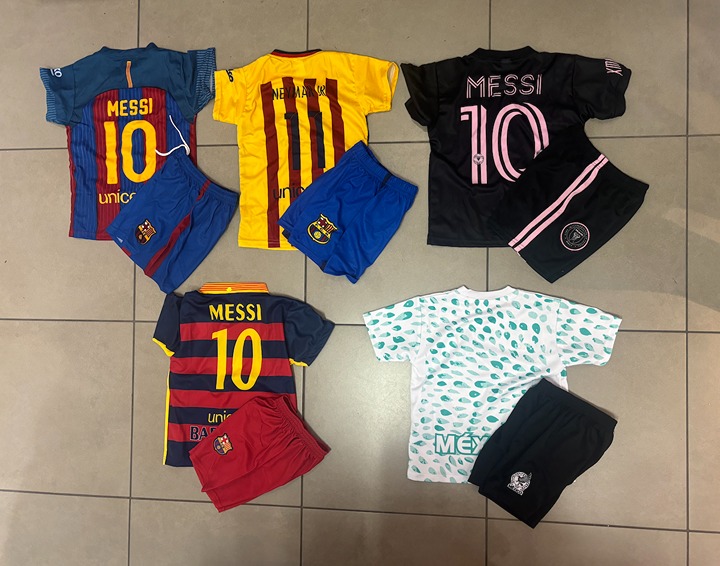 Kids Barcelona Messi, Inter Miami Messi, Barcelona Neymar and Mexico Soccer Jers