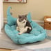 Cats Moon Curved Shaped Soft Cat Sleeping Cushion Bed With Pillow
