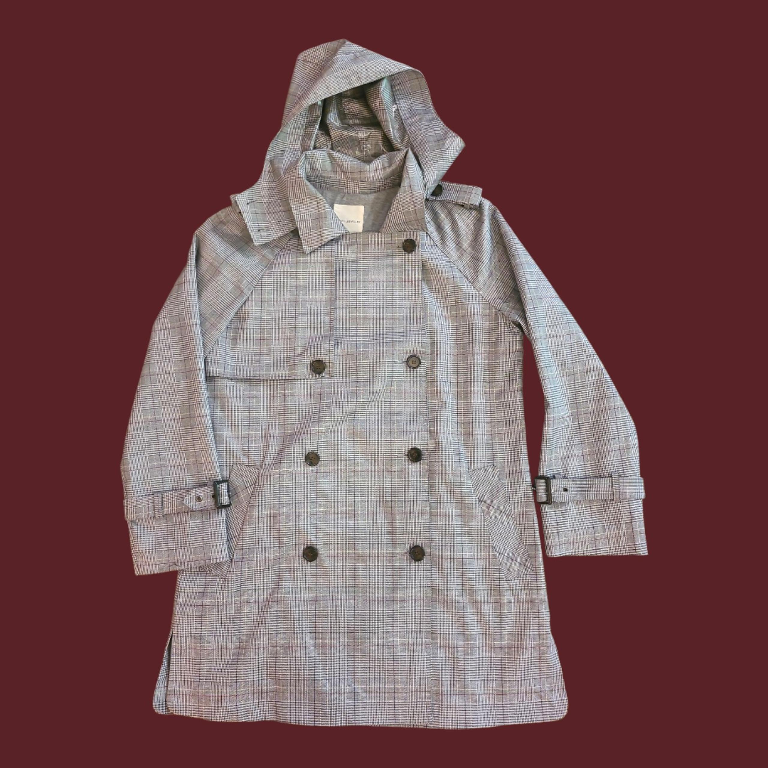 Avec Les Filles Women's Plaid Short Rain Trench Coat – Women's Size Medium