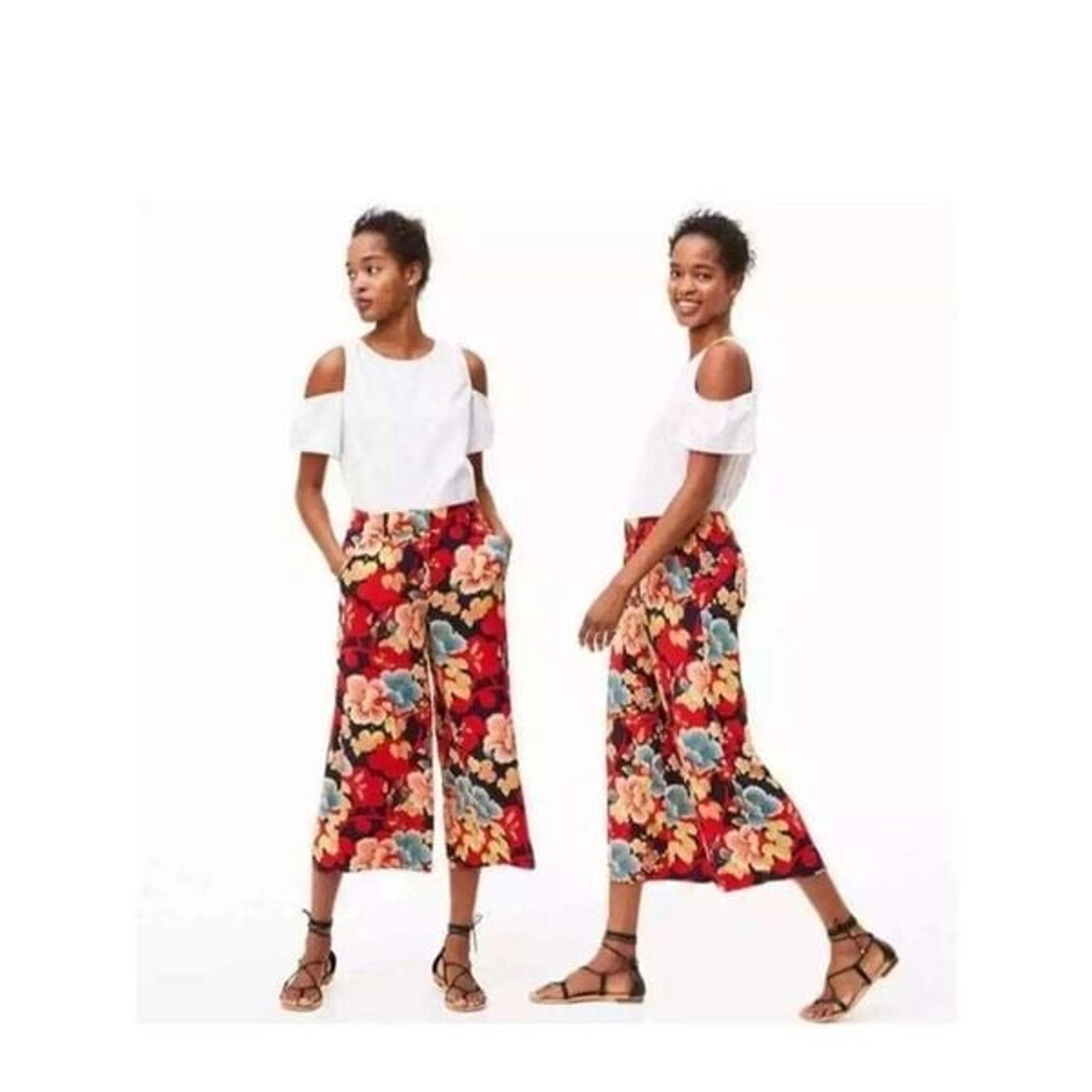 Ann Taylor LOFT Womens Multicolor Floral Capri Wide Leg Culottes Pants 12P NWT