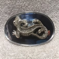 3D Lizard Silver Buckle Raintree Of California Great Vintage Condition Rare Find