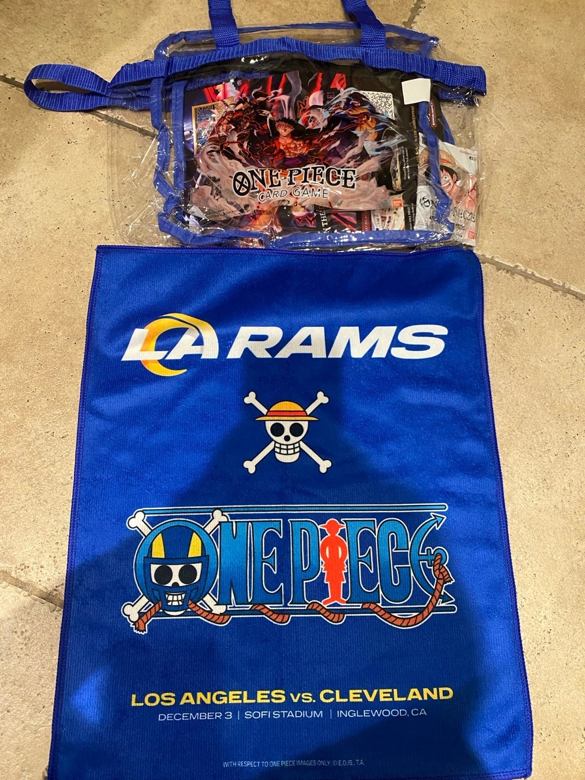 One Piece x LA Rams 12/3/2023 1 Bag, Towel and Penant