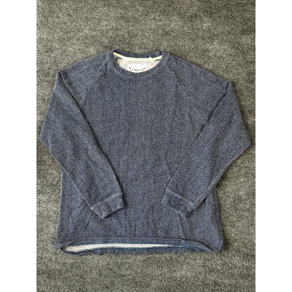 32 Bar Blues Sweater Mens XL Blue 100% Cotton Pullover Knit Preppy