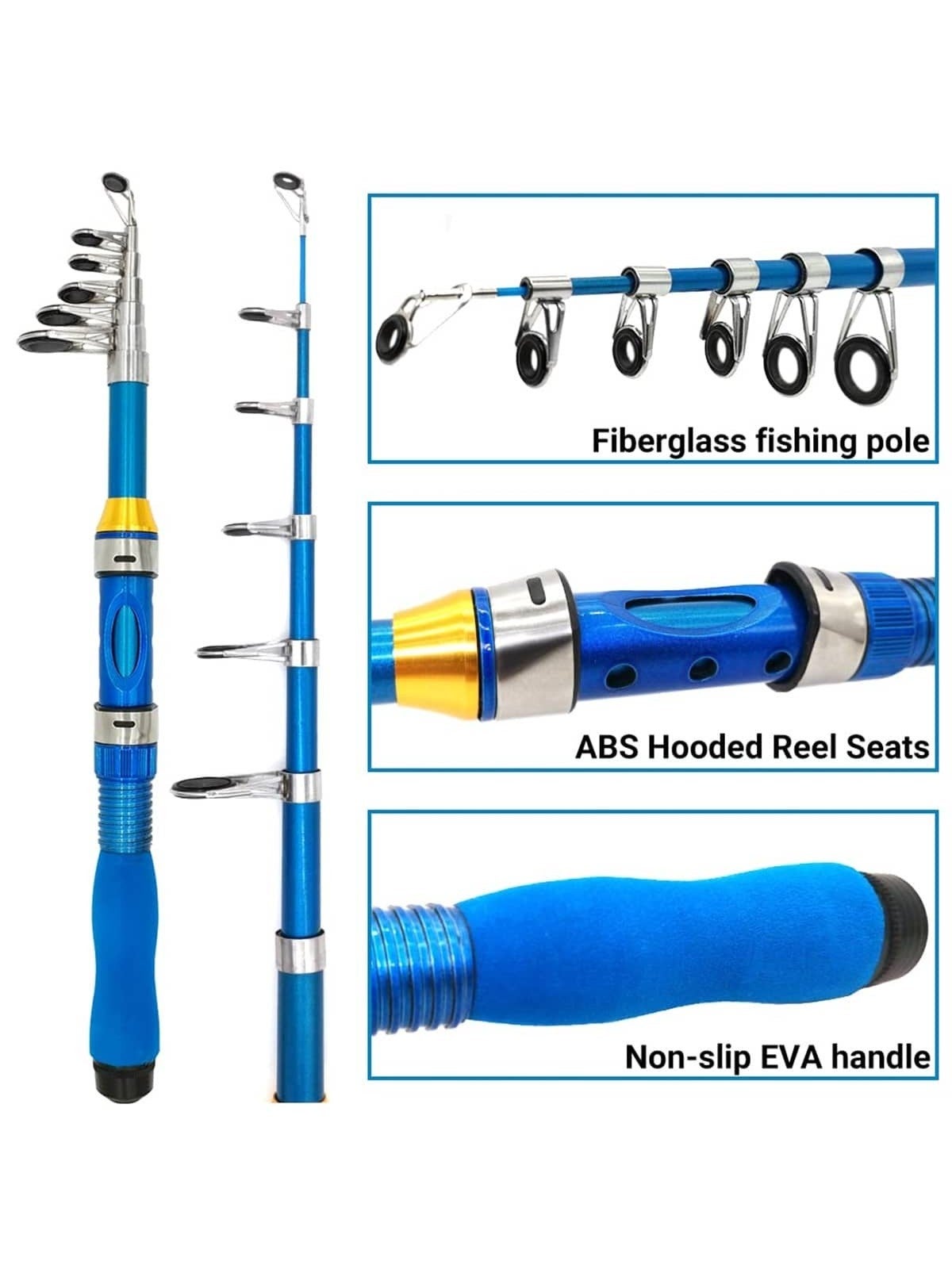 Kilitn Kids Fishing Rod, 1.5M 61Inch 4.92Ft Portable Telescopic Fishing Pole and