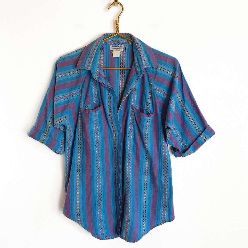 Vtg WRANGLER 1990s/2000s Cowboy short sleeve button up Shirt Mens size L