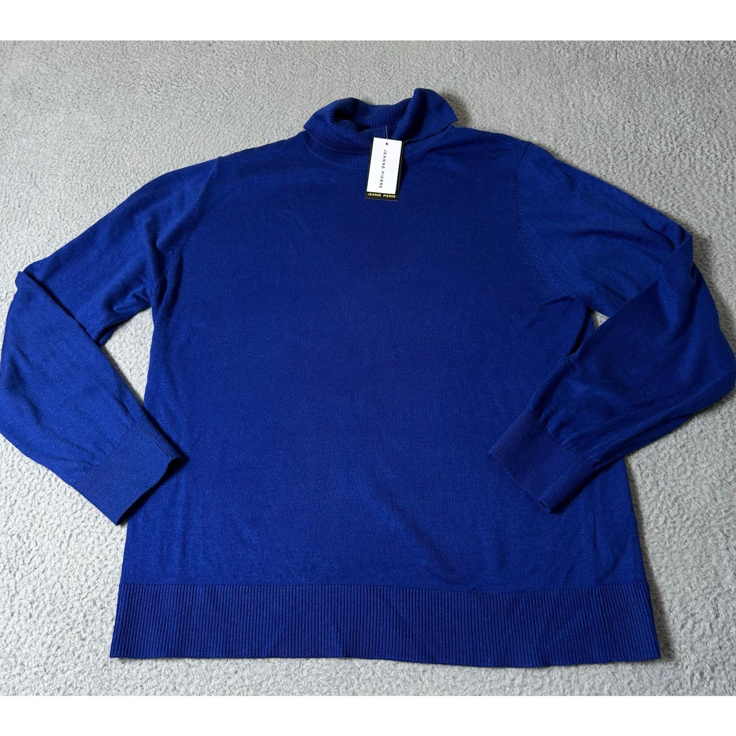 Jeanne Pierre Sweater Womens XXL Blue Cashmere Infused Long Sleeve Turtleneck
