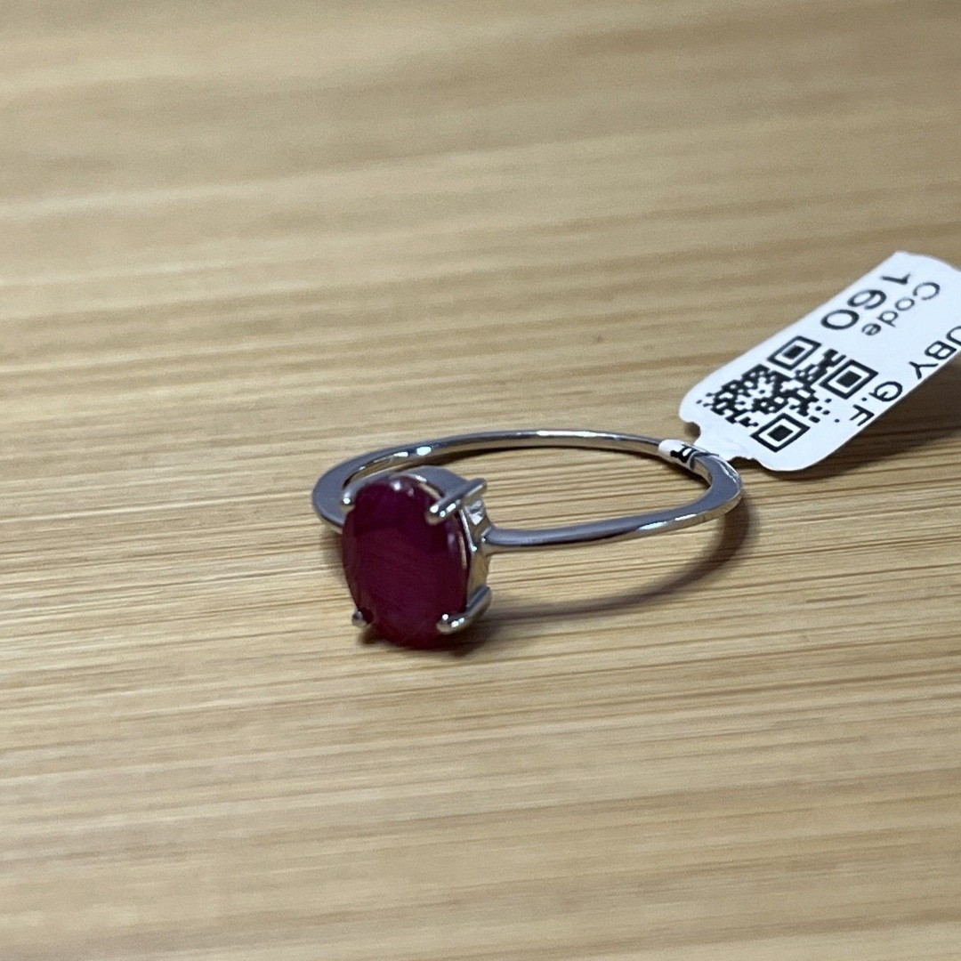 Sterling Silver Dainty Ruby Ring Size 8