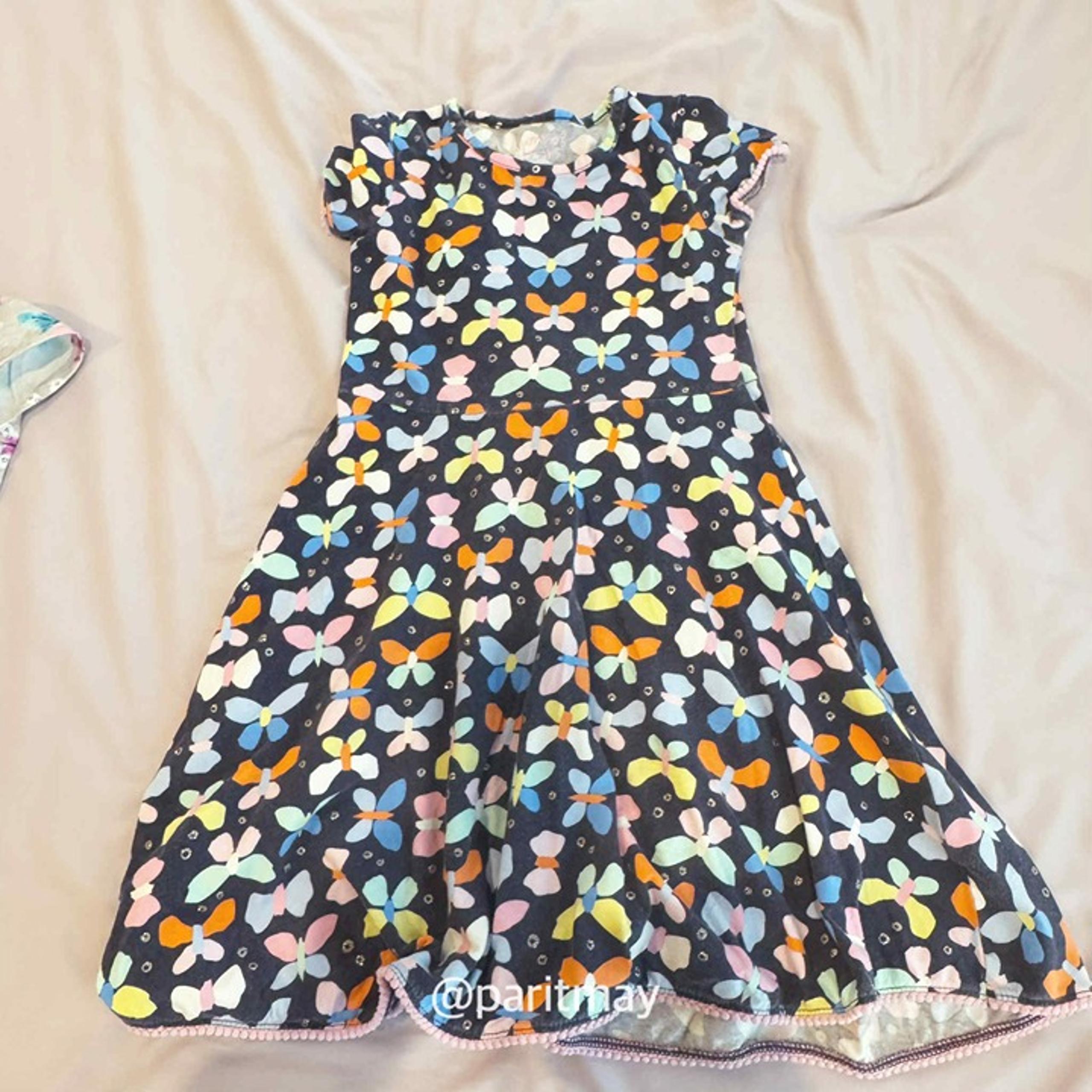 Jumping Beans Girls Butterfly Print Dress Glitter Accents Size 7 (EXCELLENT)