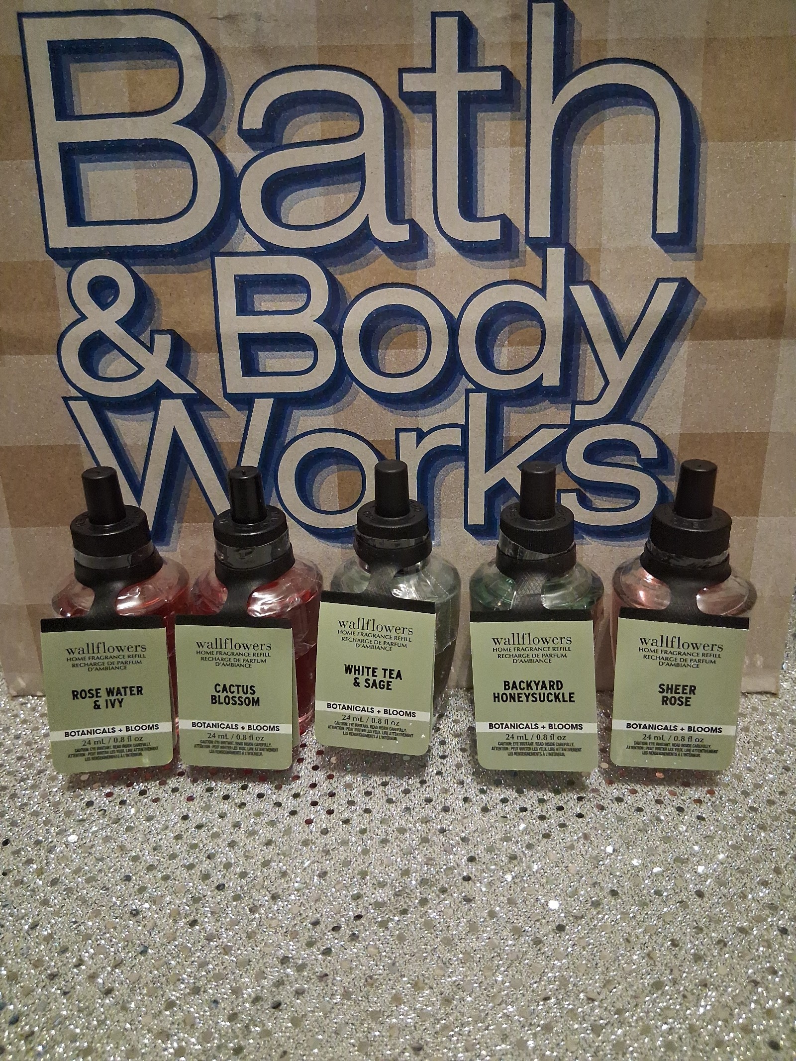 ×5 Bath & Body Works Wallflower Bundle Cactus Blossom White Tea & Sage Rose Ivy