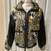 Y2K 90’s RETRO LEOPARD PRINT BOMBER JACKET WINDBREAKER with PADDINGS Sz M DISCO