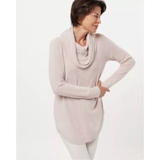 Barefoot Dreams CozyChic Ultra Lite Coastal Cowl Neck Tunic Sweater In Sand Dune