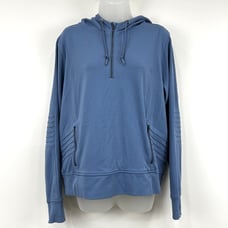 Athleta Hoodie Women's L Blue Venice Moto Quarter Zip Running Gym Sweatshirt