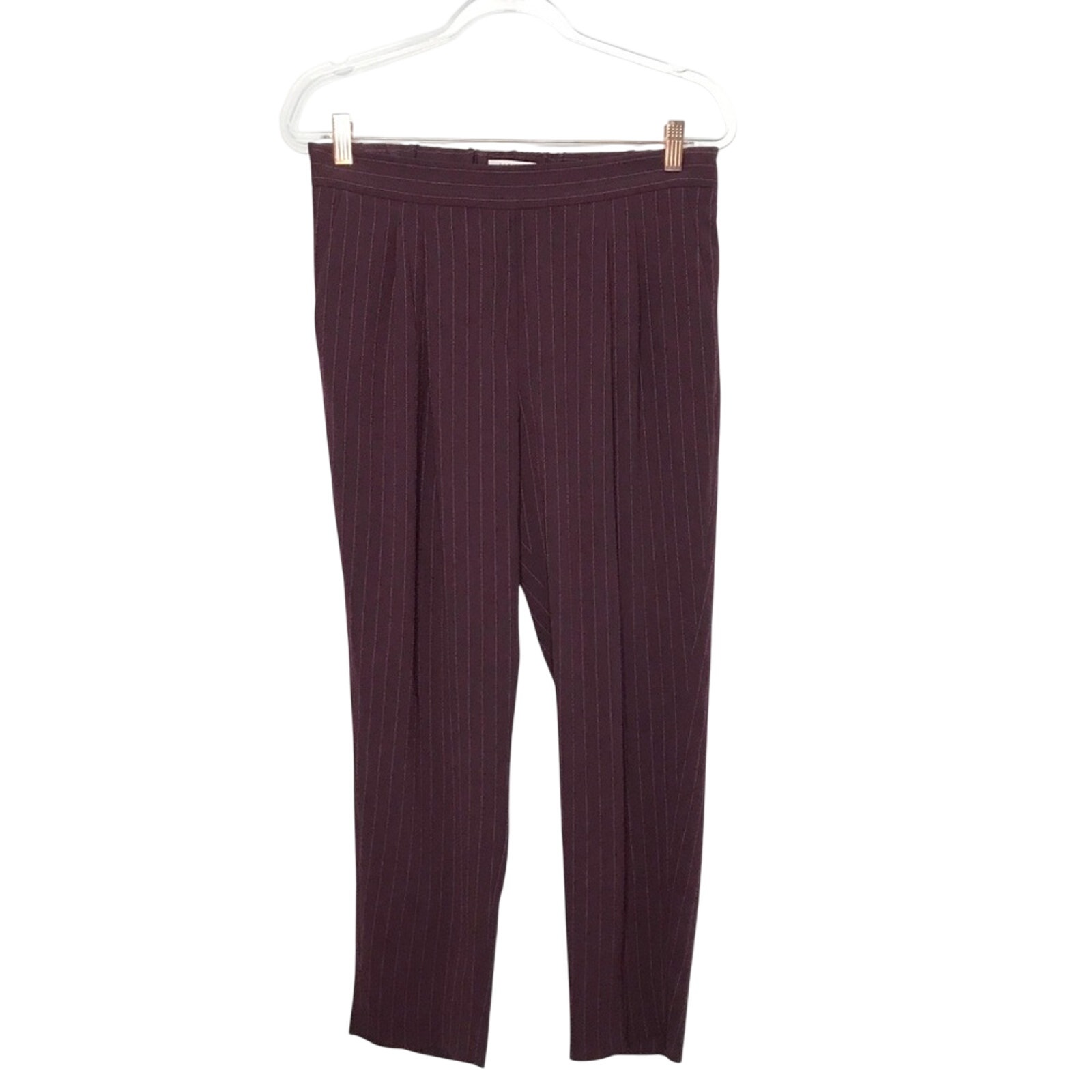 Aritzia Babaton Size 10 Modesto Striped Pants Burgundy Red Tailored Cropped Crop