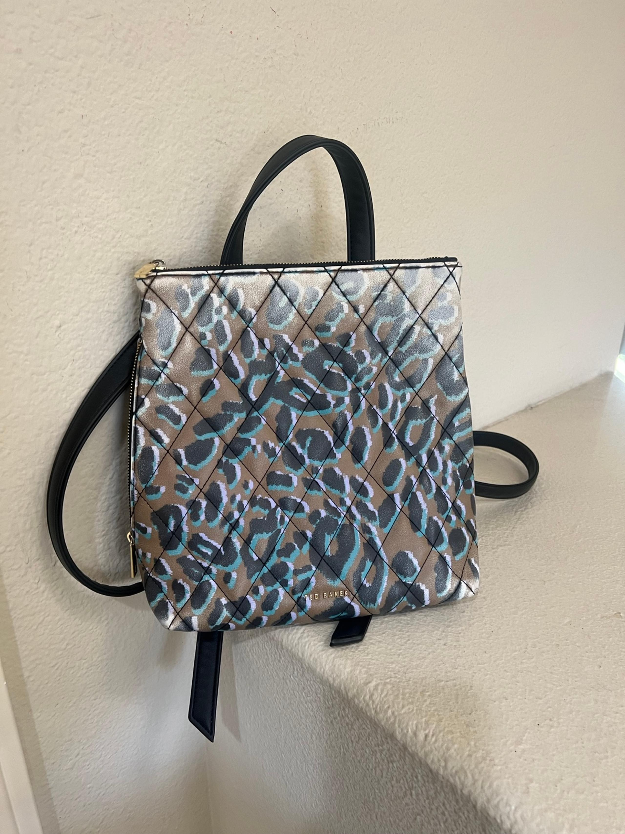 Ted Baker London Quiltoe Leopard Quilted Backpack in Olive y2k backpack
