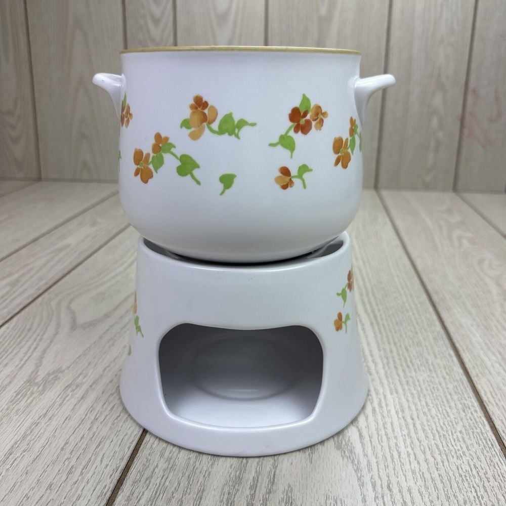 Noritake Progression China Fondue Pot Warmer Stand Happy Days 9069