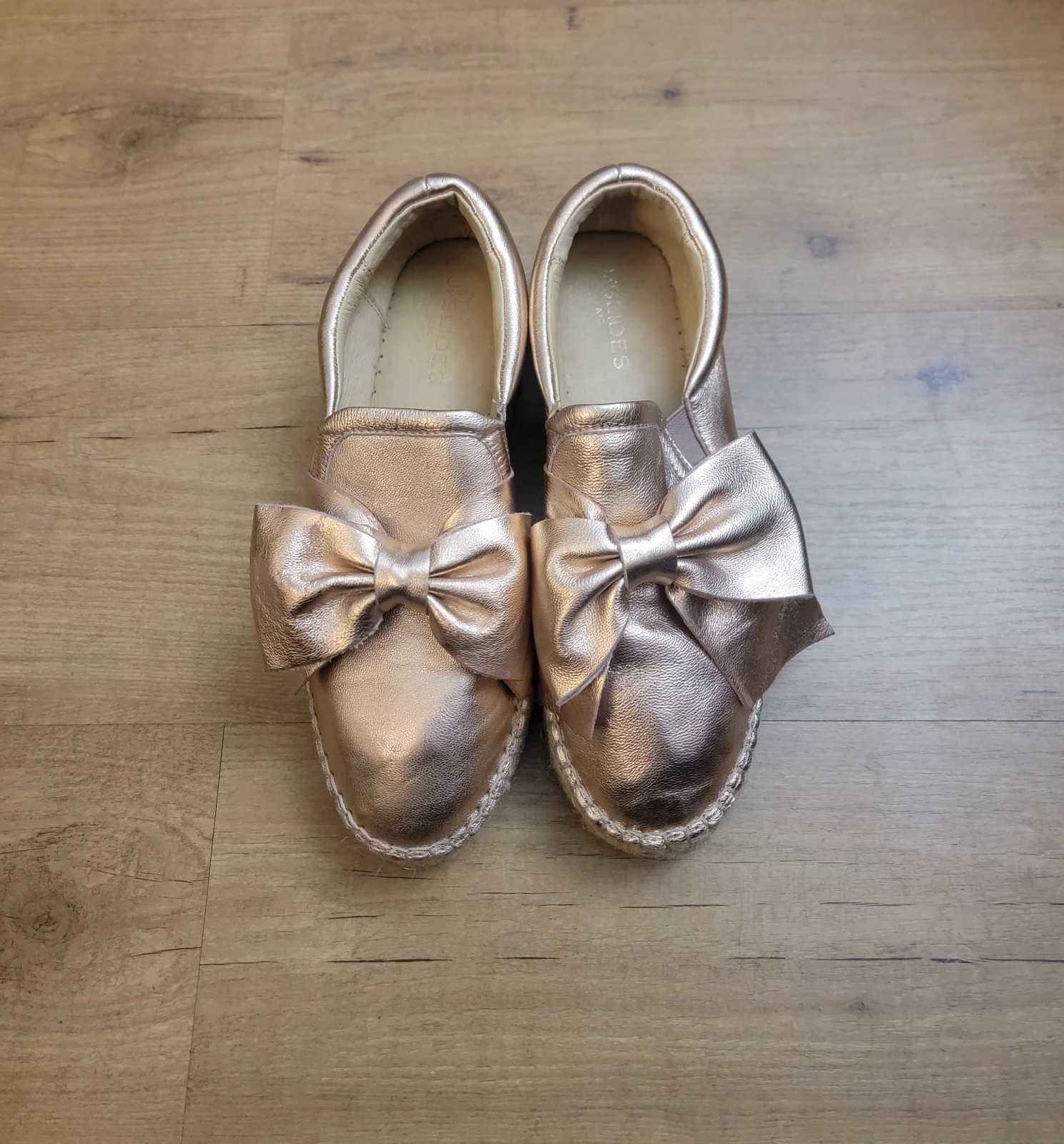 J/Slides Rina Rose Gold Wedge Espadrilles