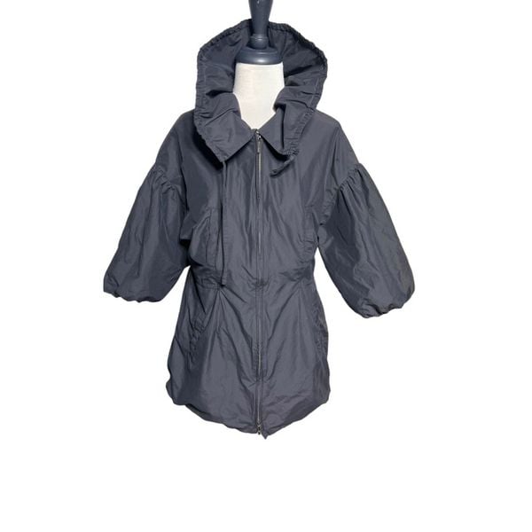 Vince Size Large Black Ballon Sleeve Peplum Utility Jacket
