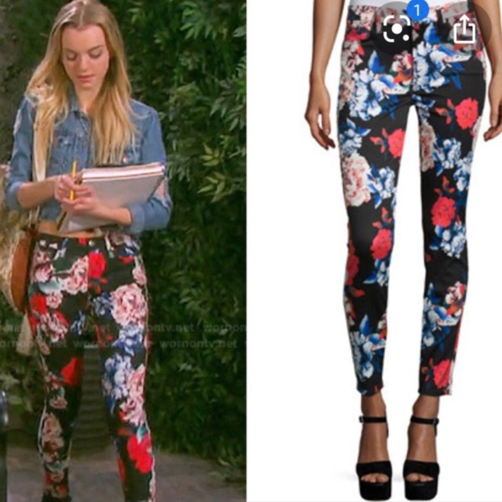 7FAM Super Skinny Ankle Floral Jeans 30