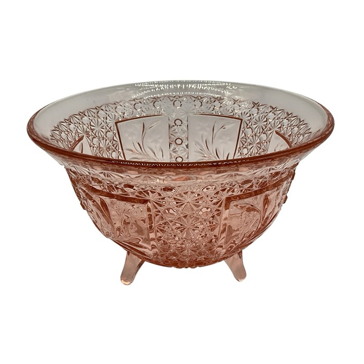 McKee Snappy Vintage Innovation Line Pink PresCut Floral Flared Footed Bowl MCM