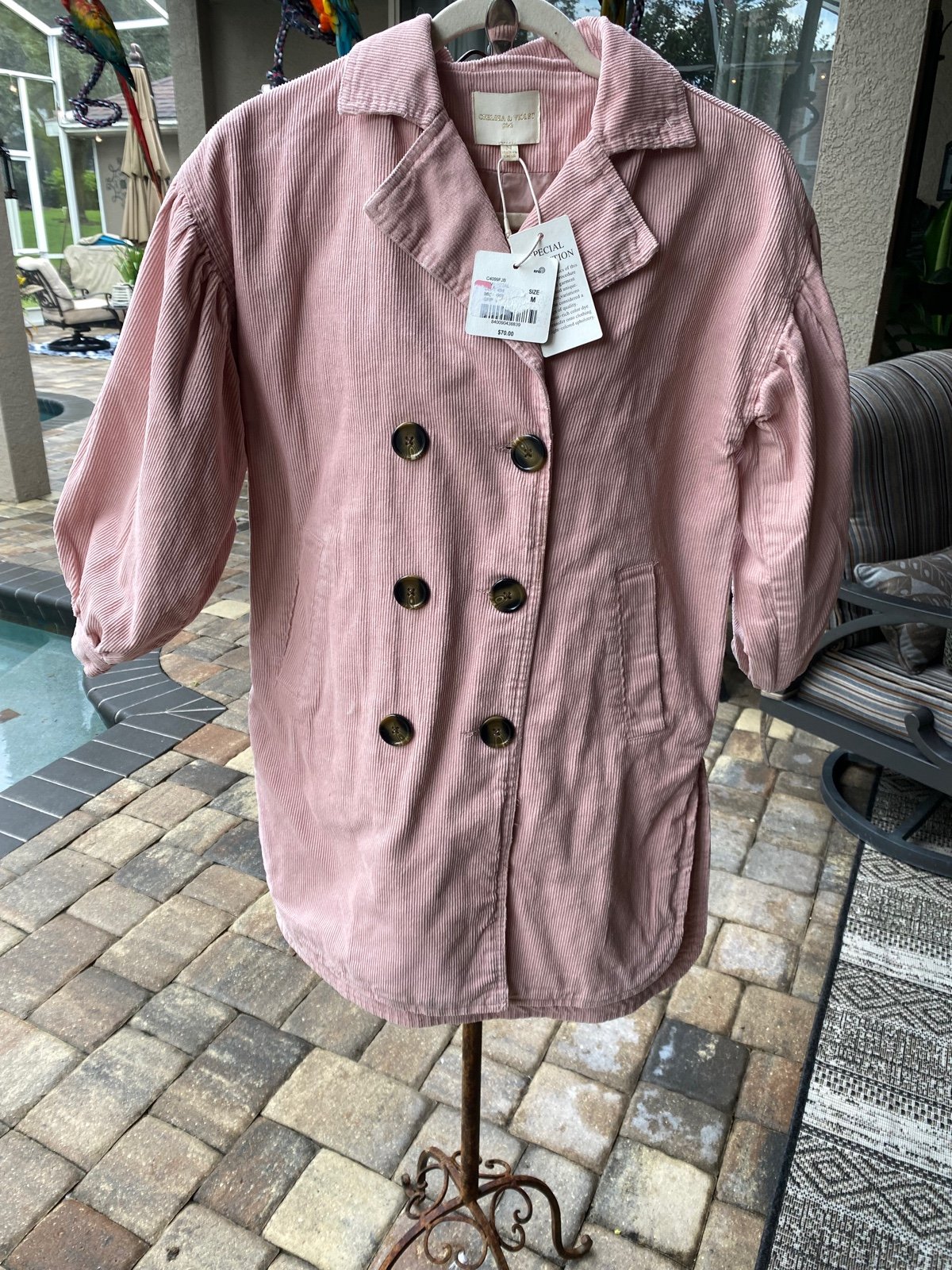 NWT Chelsea and Violet girls size XL rose colored corduroy jacket