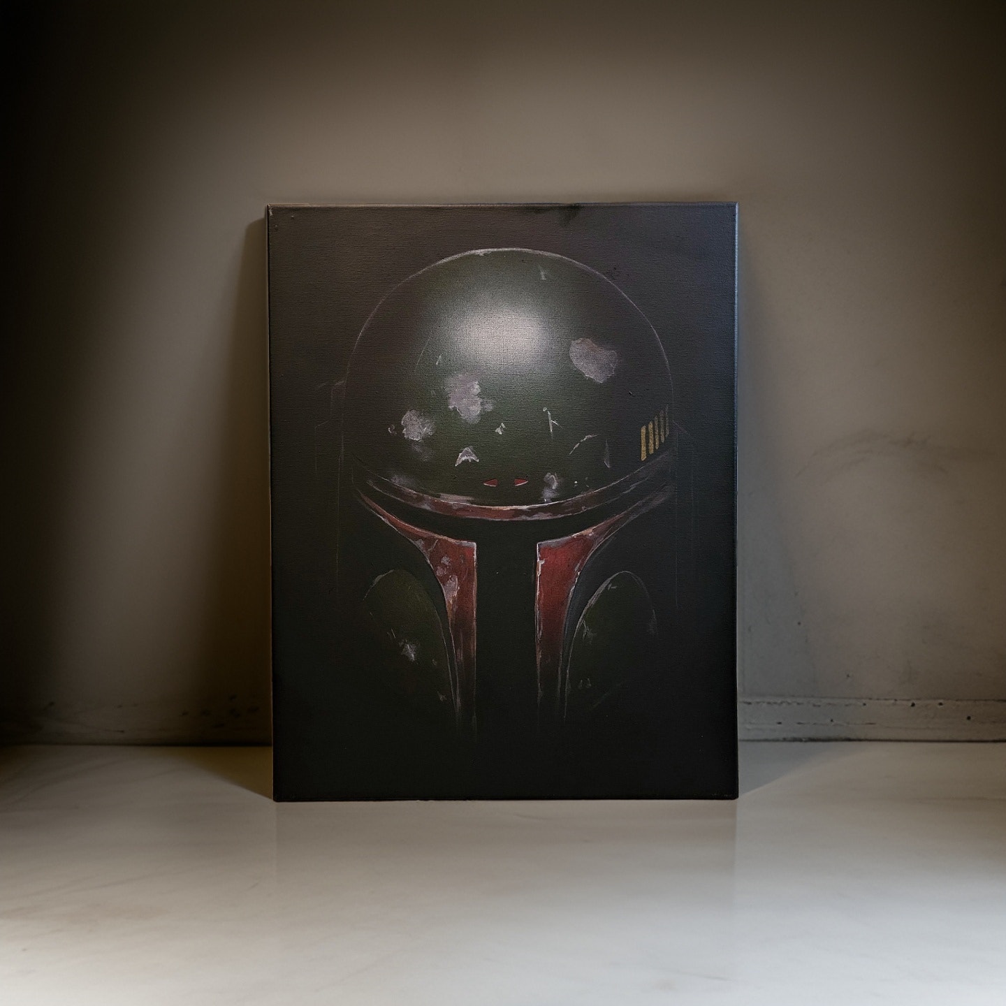 Original Star Wars Boba Fett Helmet Painting (18 x24 )