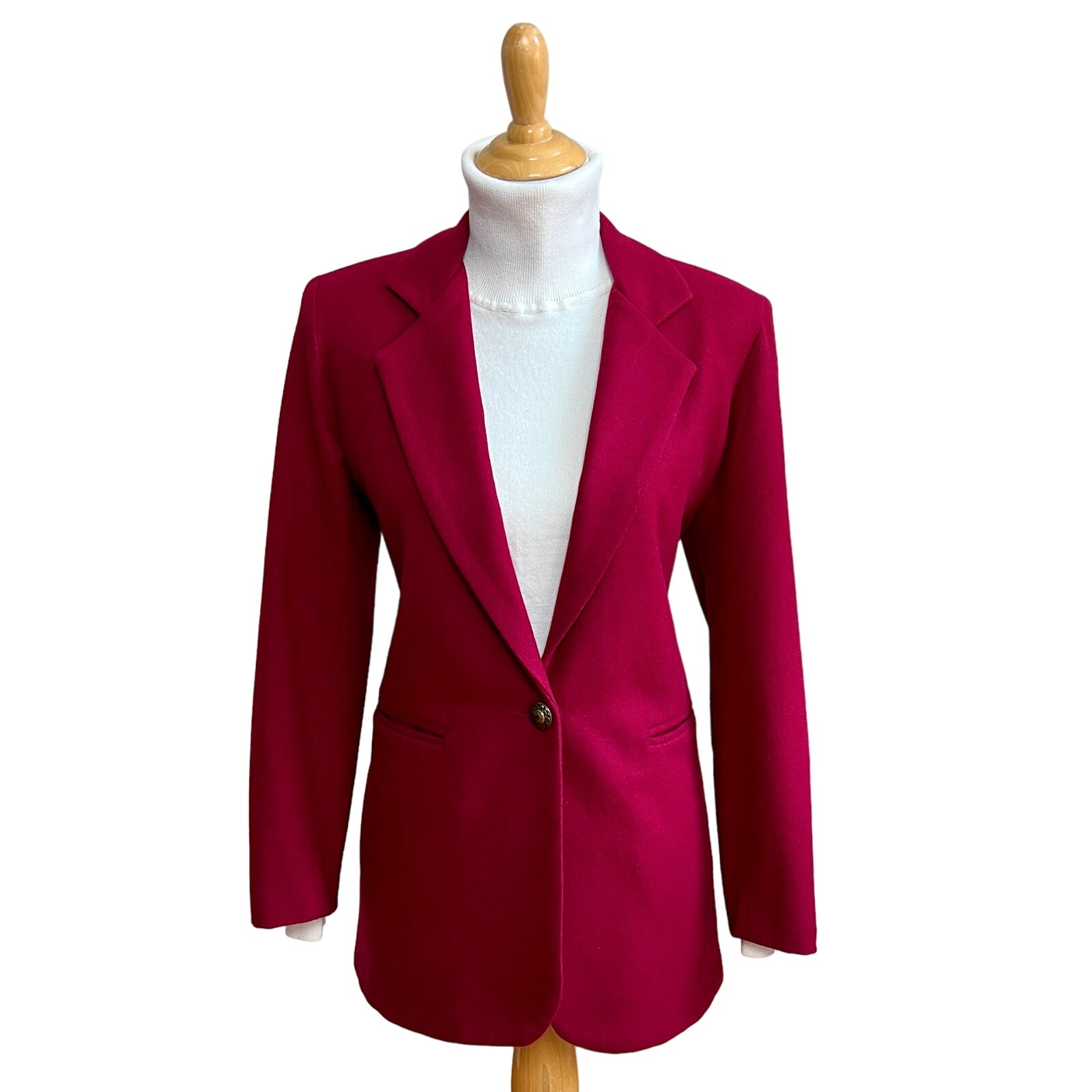 Vintage David Benjamin Oversized Long Blazer Wool 6 Red Womens 90s Jacket