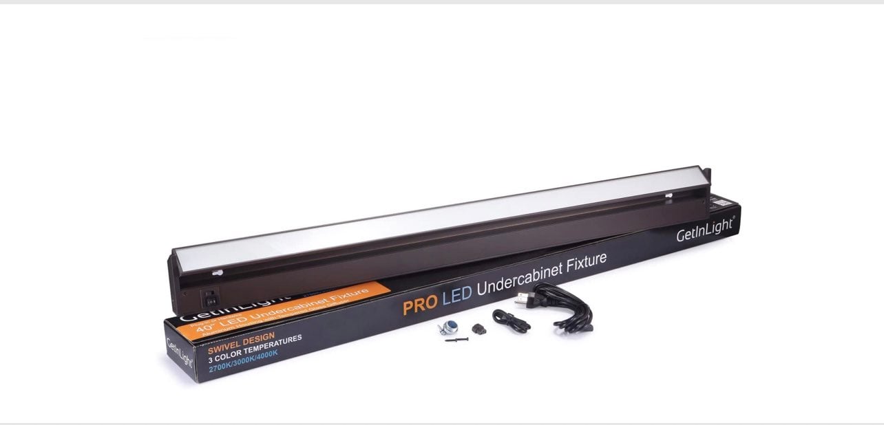 GetInLight 3 Color Levels Swivel LED Under Cabinet Light, Glass Cover, Dimmable,