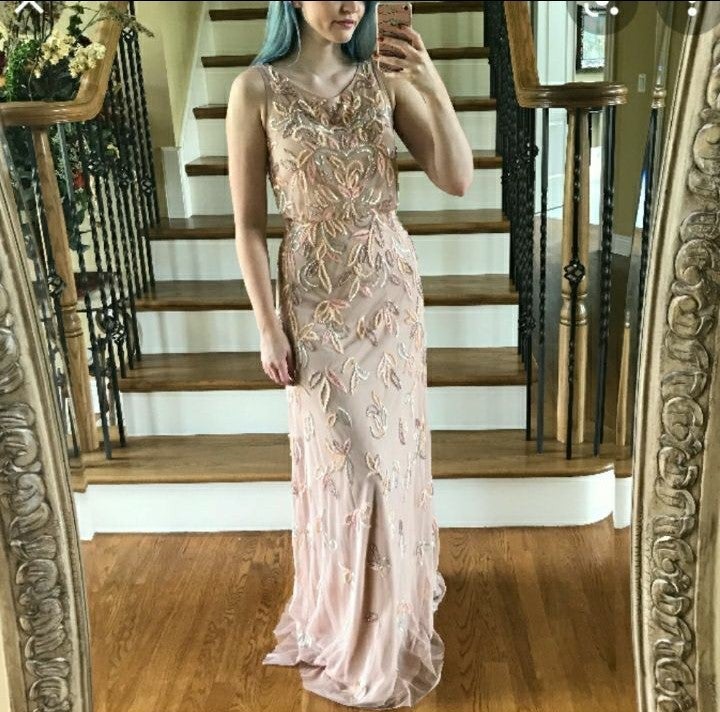 NWT. ADRIANNA PAPELL FULLY EMBELLISHED BEADED BLOUSON DRESS. NWT SIZE 10