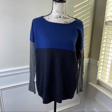 Vince cashmere wool blend blue color block sweater size small