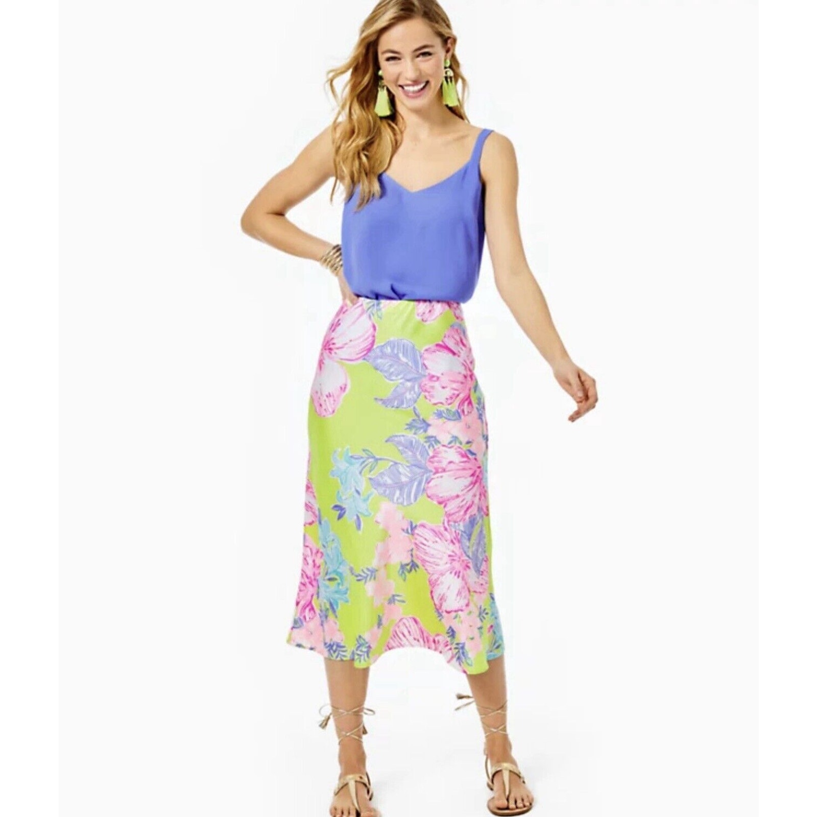 Lilly Pulitzer Cory Skirt Matcha Green Boho Babe #7683 Size 14 Flowy