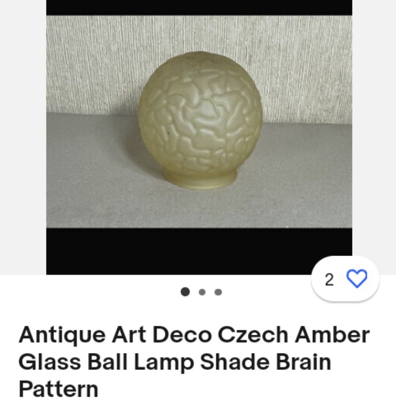 Antique Art Deco Amber Glass Pattern Lamp Shade Czech Made Beautiful & Rare!
