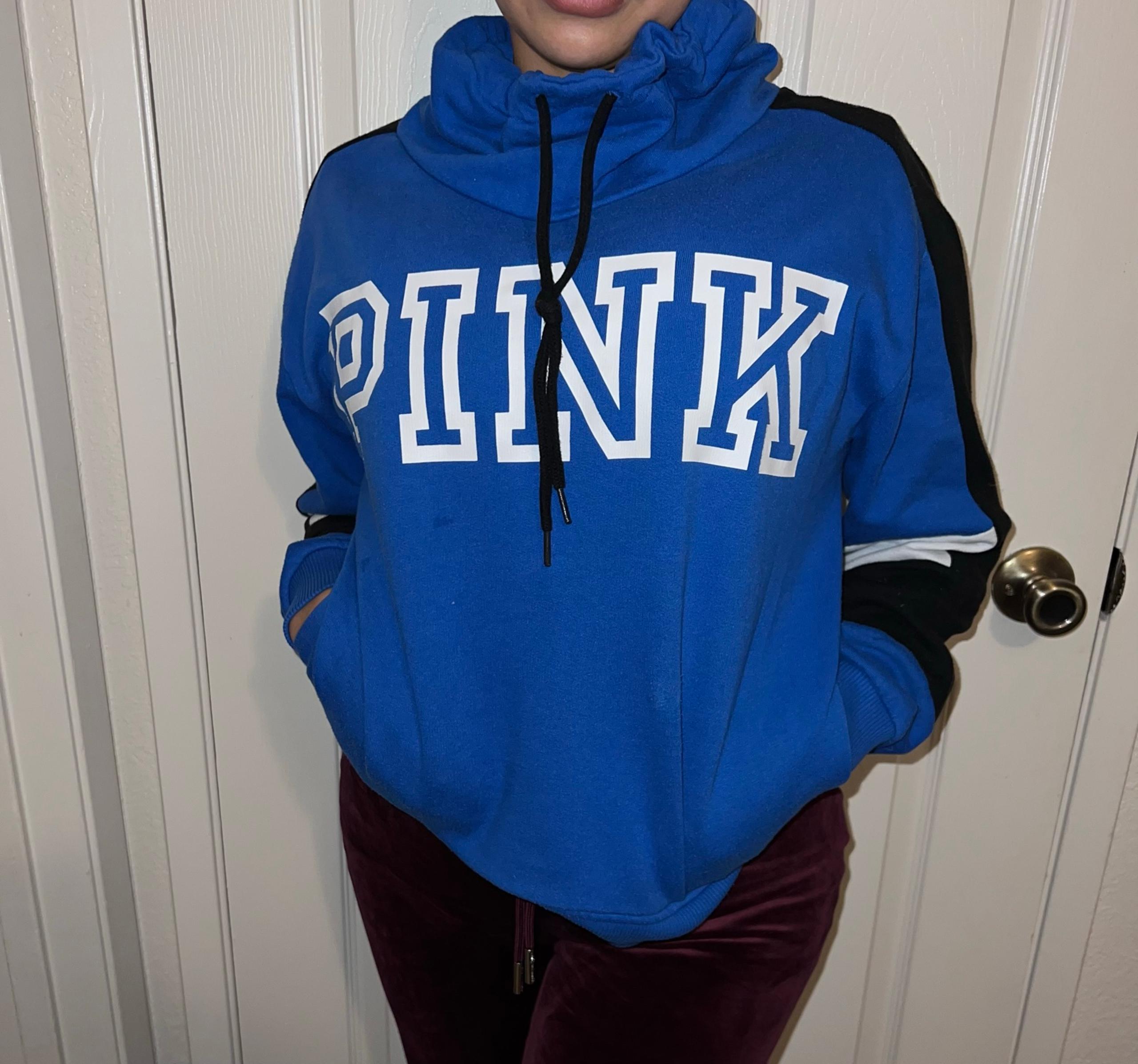 PINK Victoria's Secret blue pullover sweater cowl neck size S (small)